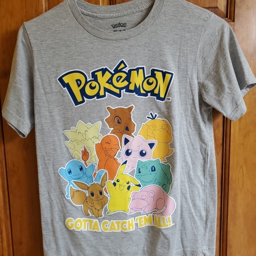 Pokemon Kids Game -T-Shirt "GOTTA CATH 'EM ALL! (Heather Grey, Med)
